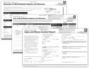 Each OSHA 300 injury form: Incident Form 301, Log Form 300 and Summary Form 300A
