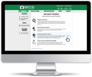 Safety 101 can be accessed by a desktop computer as a web application to add safety incidents and manage your safety program