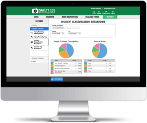 Reports dashboard of Safety 101's safety management system that shows you leading and lagging indicator reports
