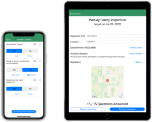 Safety 101 mobile inspection app for performing site inspections, periodic inspections, pre-tow checklists, JSAs, JHAs, toolbox talks, Job Hazard Analysis, Job Safety Analysis, confined space entry permits, hot work permits, maintenance inspections and more
