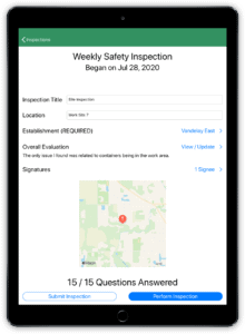 Conducting a mobile inspection on the Safety 101 mobile inspection app on the ipad