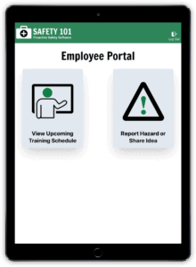 Access the Safety 101 employee safety portal from a tablet web browser to submit safety input