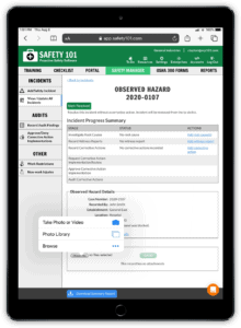 Access the safety 101 occupational safety management software form an ipad whether it's the Kiosk or some other device